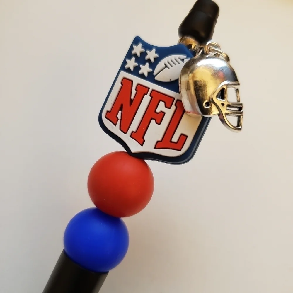 Handmade NFL Football Beaded Silicone Focal Bead Pen